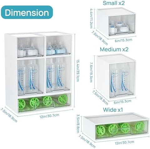 Vtopmart Stackable Storage Drawers Set of 5, Baby Bottle Organizer, White - Image 3