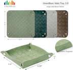 UnionBasic Small Valet Tray, Jewelry Tray for Rings Watches Earrings, Entryway Catchall Caddy for Coins Keys Change, Nightstand Bedside Valet Holder, Trays for Electronic Gadgets, Woven Vintage Green - Image 3