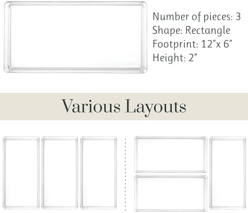 STORi SimpleSort 3-Piece Stackable Clear Drawer Organizer, 12" x 6" x 2" - Image 5