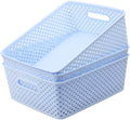MaxGear 3 Pack Plastic Storage Baskets, Large, Blue by MaxGear