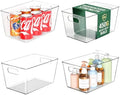 4 Pack Large Clear Plastic Storage Bins, Kitchen &Pantry Organizer by JOYMEEZO