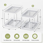 Delamu 2-Tier Bathroom Under Sink Organizers and Storage, Pull Out Cabinet Drawers with Anti-Slip Design, Multi-Purpose Storage for Kitchen, Pantry, Bathroom & Home Organization, White, 2 Pack - Image 2