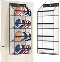 AOODA Clear Over the Door Hat Racks for Baseball Caps, Hold 48 Caps Hat Storage Organizer for Closet Wall, Deep Pockets Hanging Snapback Holder Shelves with 3 Hooks, Black by AOODA