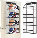 AOODA Clear Over the Door Hat Racks for Baseball Caps, Hold 48 Caps Hat Storage Organizer for Closet Wall, Deep Pockets Hanging Snapback Holder Shelves with 3 Hooks, Black by AOODA
