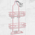 Shower Caddy Hanging, Over Head Shower Caddy Shower Storage Rack Basket with Hooks for Razor and Sponge Rustproof, No Drilling, Accessories for Bathroom and Kitchen, pink by Lawhood-Mijin