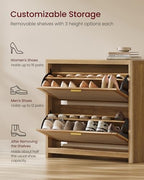 VASAGLE Boho Shoe Storage Cabinet, Slim, Rattan-Look Flip Drawers - Image 6