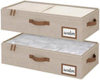 StorageWorks 5 Inch Low Profile Under Bed Storage Containers with Clear Lid | Reinforced Structure, Resists Sagging, Handles & Label Holder, Foldable Stackable Closet Storage for Clothes, Blankets, Toys by StorageWorks