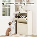 Wooden Shoe Rack with 2 Flip Drawers, Entryway Shoe Storage Cabinet - Image 3
