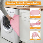 Sturdy Collapsible Laundry Baskets - Pop Up Laundry Hampers with Handy Pocket, Foldable Clothes Hamper with Reinforced Carry Handles for Bathroom, Kids Room, Dorm or Travel - Check Print, Pink - Image 5