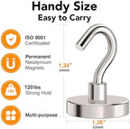 MIKEDE Magnetic Hooks Heavy Duty 120LB+ Strong Magnet with Hook - Image 4