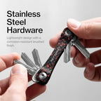 KeySmart Original Key Holder - Compact Key Organizer for Key Chain, Minimalist Clutter-Free EDC Keychains Key Ring, Red Forged Carbon Fiber, 14 Keys - Image 6