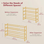 Tajsoon Expandable Shoe Rack for Closet 4 Tier, 28“-41“Stackable, Gold - Image 3