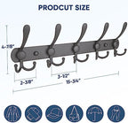 TICONN Wall Mounted Coat Rack, Five Heavy Duty Tri Hooks All Metal Construction for Jacket Coat Hat in Mudroom Entryway (Space Gray, 2-Pack) - Image 2