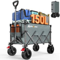 Blomoba Collapsible Wagon Cart, 150L Foldable Wagon with Wide Wheels, Grey by Blomoba
