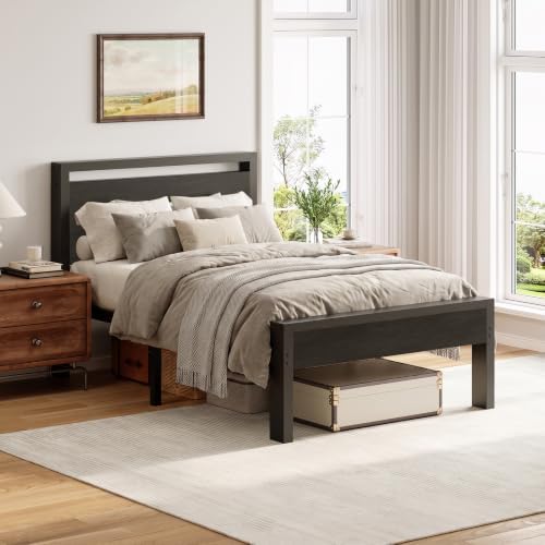 Sweetcrispy 14 Inch Twin Bed Frame with Wood Headboard, Black by Sweetcrispy