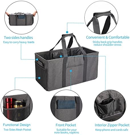 Joyfol Day Extra Large Utility Tote Bag, Reusable Grocery Bags Foldable,Upgraded Metal Frame, With Sturdy Handles Reinforced Bottom Heavy Duty Oxford Fabric Moving Shopping Bags, Gray - Image 6