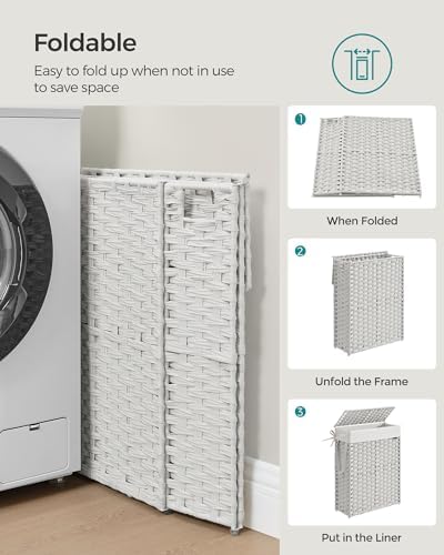 SONGMICS Laundry Hamper with Lid, 14.5 Gal (55 L) Synthetic Rattan,Foldable - Image 6