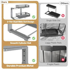 Under Sink Organizer,2-Tier Dual Pull Out Cabinet Organizer Drawers With Smooth Circular Rail,Large Capacity Metal Mesh Sliding Shelves For Bathroom& Kitchen Storage,Height Adjustable–Gun Gray,2 Packs - Image 6