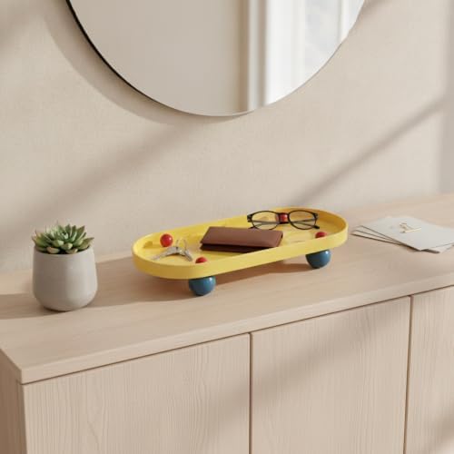 Fits Desks, Vanities & Entryways: Oval Catchall Tray for Keys and Wallets, Durable Plastic Organizer Bin for Small Essentials (1 Piece) - Image 3