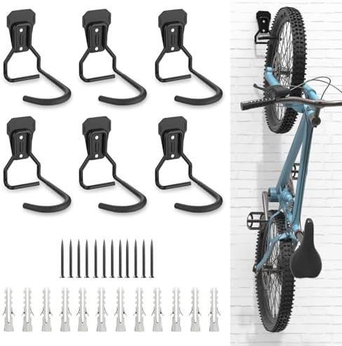 Housolution Bike Wall Mount with Fixed Hook, [6 Pack] Bike Storage Rack by Housolution