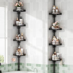 shuang qing 360° Rotating Corner Shower Caddy Tension Pole Organizer, Black by SHUANGQING