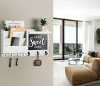 Ziivita Key Holder for Wall - Mail Holder Organizer Wall Mount with Shelf - Hanging Key Rack Hanger with Hooks Decorative for Home Coat Letter Dog Leash Entryway Living Room Decor - Image 3