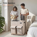 SOLEDI 180L Double Laundry Hamper with Lid and 2 Side Pockets, Dual Hamper - Image 3