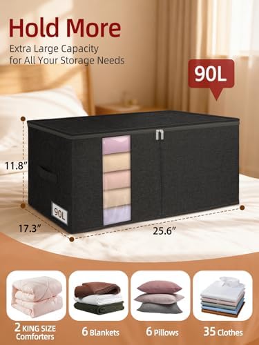 90L Rigid Structure King Size Comforter Storage Bag, 2 Pack, Black - Image 3