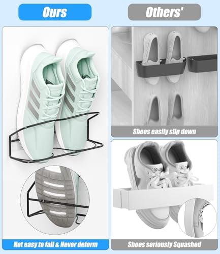 10Pack Wall Mounted Shoe Rack with Sticky Hanging Strips (Black) - Image 4