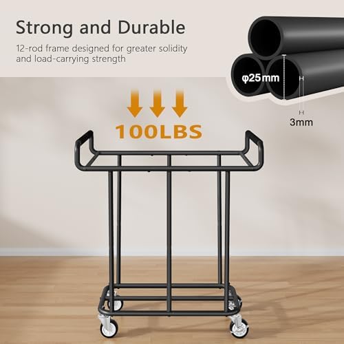 Gewudraw Medium Laundry Hamper with Wheels, 250L, Black - Image 4