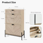 Shoe Cabinet with 2 Flip Drawers, Narrow Entryway Rack, Oak - Image 2