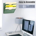 EASEPRES 3 Pocket Mesh Hanging Wall File Organizer, Wall Mounted Mail Paper Document Folder Holder, Clipboard Storage Organization Magazine Rack with Nametag Label for Office Home School, Dark Green - Image 5