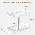Delamu 2-Tier Multi-Purpose Bathroom Under Sink Organizers and Storage, Stackable Kitchen Pantry Organization, Pull Out Medicine Cabinet Organizer with Movable Dividers, White, 1 Pack - Image 2