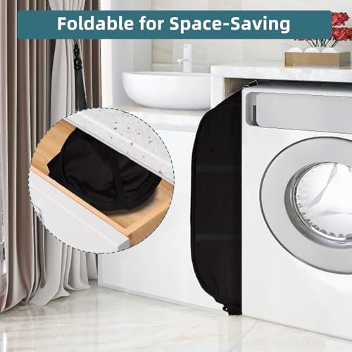 2 Pcs Collapsible Laundry Baskets, Tear Proof Pop Up Laundry Hamper with Dual Handles, Durable Foldable Laundry Basket, Easy to Carry Laundry Hamper for Home, Laundry Room, Bedroom, Dorm, Travel Black - Image 3