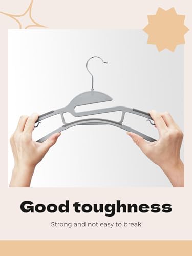 HOUSE DAY Grey Plastic Hangers 50 Pack, Slim Space Saving, Non Slip Hangers with Rubber Pads, Sturdy Heavy Duty Coat Hanger for Closet, S-Shaped Clothes Hanger for Shirt, Suit, Pant, Skirt | Heavy Duty S-Shape, Rubber Grip Pads, Space Saving Closet Org... - Image 3