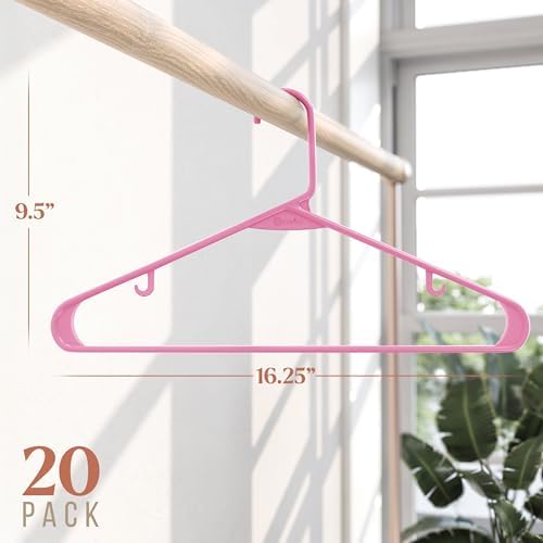 Plastic Hangers 20 Pack Pink - Clothes Hangers - Makes The Perfect Coat Hanger and General Space Saving Hangers for Closet and New Apartment Essentials - Percheros Ganchos para Colgar Ropa Hangars - Image 2