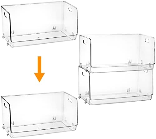 Nicunom 2 Pack Stackable Plastic Storage Bins Open Front, Clear Pantry Organizer Bin Household Food Storage Bin for Kitchen Countertops Cabinet Shelf - Image 4