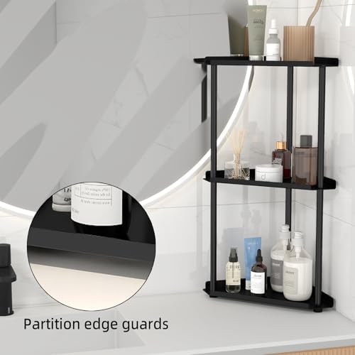 FLE Corner Bathroom Counter Organizer, 3 Tier Corner Shelf Countertop Black - Image 3