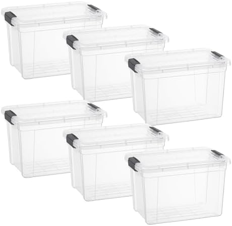 Superio 8.7 Quart Clear Plastic Storage Boxes with Lids, Stackable Organizer Containers, BPA-Free Storage Bins for Home, Office, School & Dorm, 6 Pack by Superio