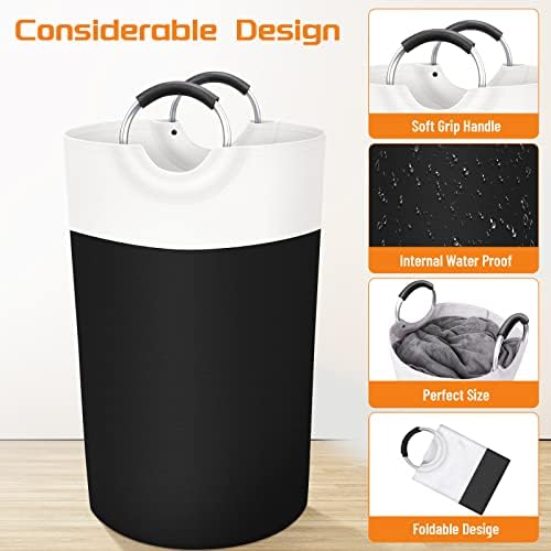 BlissTotes 90L Laundry Basket, Freestanding Collapsible Hamper, Black - Image 3