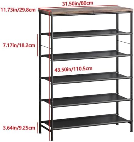 INGIORDAR 6 Tier Shoe Rack Storage Organizer Shelf Top with MDF Board - Image 3