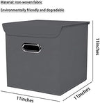 Closet Organizers Fabric Storage Bins With Lids Collapsible Cube Storages Organizer Basket With Handles,Storage Boxes for Clothes Storage,Office,Toys,3 Pack,（Grey - Image 2