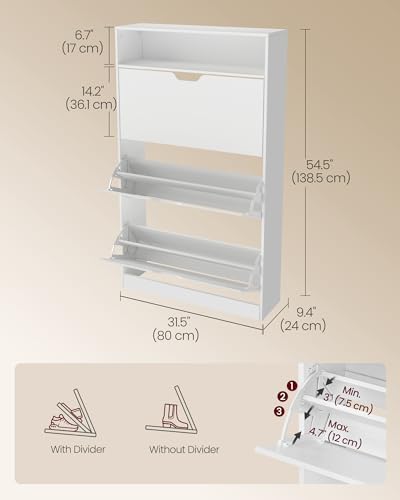 VASAGLE Shoe Cabinet with 3 Flip Drawers, Holds up to 24 Pairs of Shoes - Image 2