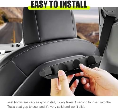 2 PCS Car Seat Hooks for Tesla Model Y Model 3, Hang Grocery Seat Back Organizer Hooks, Seat Back Storage Hooks for Hanging Wallets Handbags Shopping Bags (Black) - Image 4