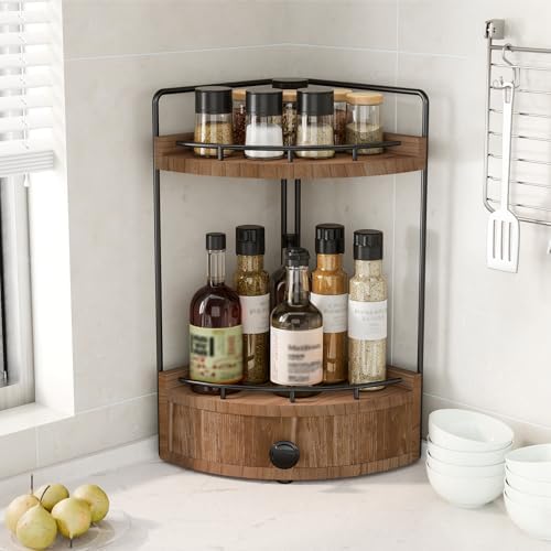 2-Tier Corner Bathroom Countertop Organizer with Drawer - Image 6