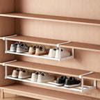 Under-Shelf Expandable Shoe Rack Organizer, White Metal, 40-70cm Width Adjustable, Cabinet Storage for Closet，Retractable Shoe Rack Organizer，Expandable（3 Pcs） - Image 6