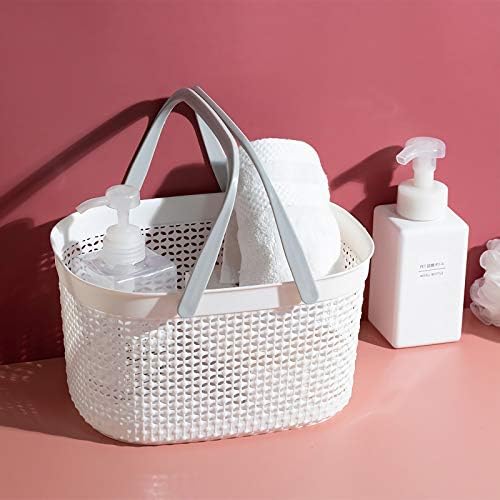 rejomiik Portable Plastic Shower Caddy Basket with Handles, White - Image 4
