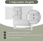 Smuxee White Bathroom Cabinet Wall Mounted with Towels Bar, Bathroom Medicine Cabinet with 2 Door Adjustable Shelves, Over Toilet Cabinet for Bathroom Laundry Room Kitchen - Image 4