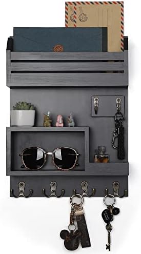 Key Holder for Wall, Wall Mounted Mail Organizer with 6 Metal Key Hooks, Key Racks for Home Entryway Decor, Luxury Black - Image 2