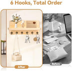 Key Holder for Wall, Mail Organizer Wall Mount with 6 Hooks Wooden Hanging Key Rack for Home Decor, Hallway, Entryway (Wood Color) - Image 3